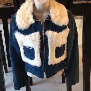 EXOTIC RABBIT FUR & BLUE SUEDE jacket!!